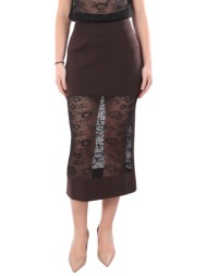 liviana conti φουστα beverly midi λεπτομερεια c-thru λαστιχο μεση καφε-μαυρο