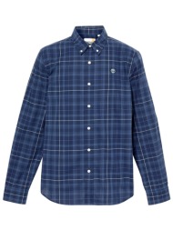 timberland πουκαμισο button down καρω slim fit comfort stretch μπλε-σιελ