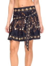 farm rio φουστα mini garden silhouette εμπριμε δεσιμο μπροστα βολαν μαυρο