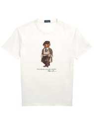 ralph lauren t-shirt custom slim fit bear λευκο