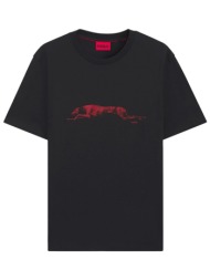 hugo t-shirt didug logo μαυρο-kokkino