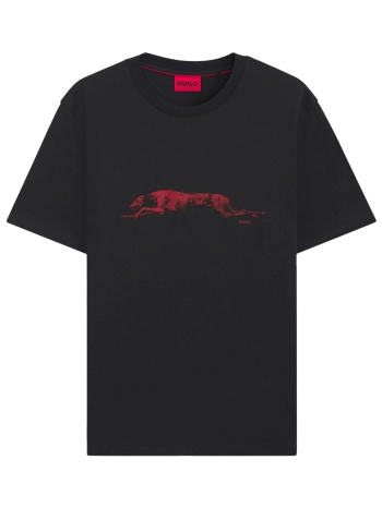 hugo t-shirt didug logo μαυρο-kokkino σε προσφορά