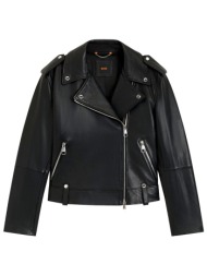 boss μπουφαν δερμα c_sandy μαυρο