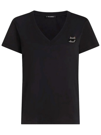 karl lagerfeld t-shirt ikon rs v-neck regular fit logo σε προσφορά