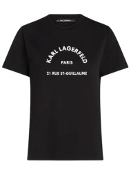 karl lagerfeld t-shirt crew neck regular fit logo μαυρο