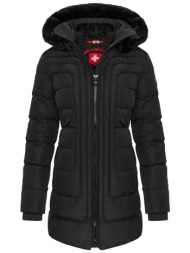 wellensteyn γυναικειο μπουφαν midi φουσκωτο belvitesse αποσπωμενη κουκουλα μαυρο