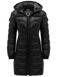 wellensteyn γυναικειο μπουφαν midi highclass long αποσπωμενη κουκουλα μαυρο