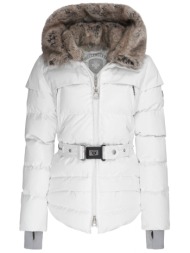 wellensteyn γυναικειο μπουφαν midi tivana αποσπωμενη κουκουλα αποσπωμενη ζωνη λευκο