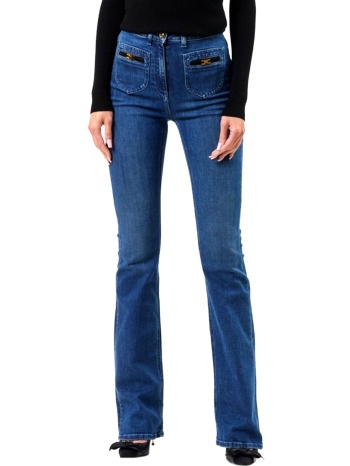 elisabetta franchi παντελονι jeans flare ψηλομεσο slim fit σε προσφορά