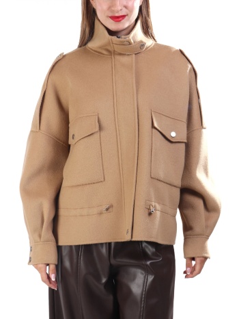 pinko μπουφαν παλτο crostino caban μπεζ σε προσφορά