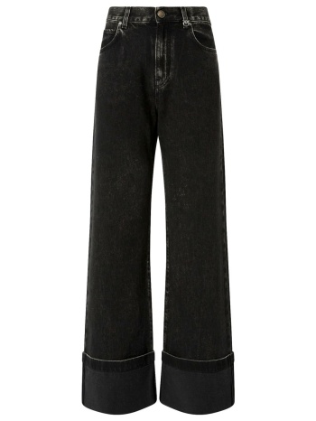 pinko παντελονι jeans wanda wide leg turn-up φαρδυ μαυρο σε προσφορά