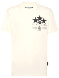 philipp plein t-shirt leather patch stars υπολευκο