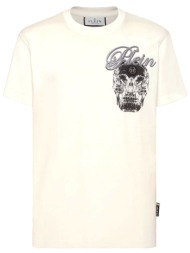 philipp plein t-shirt glass skull υπολευκο