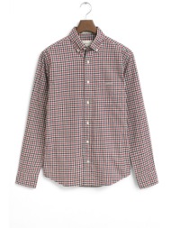 gant πουκαμισο καρω reg twill gingham shirt μπορντω-μπλε-εκρου