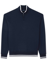 paul&shark πλεκτο halfzip logo μπλε-λευκο