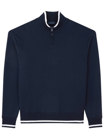 paul&shark πλεκτο halfzip logo μπλε-λευκο σε προσφορά