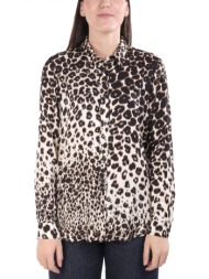 marella emme πουκαμισο olivia με οψη σατεν λεοπαρ μπεζ-καφε