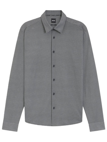 boss performance πουκαμισο μικροσχεδιο slim fit μαυρο-γκρι σε προσφορά