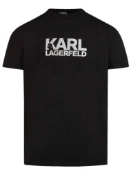 karl lagerfeld t-shirt crew neck silver logo μαυρο