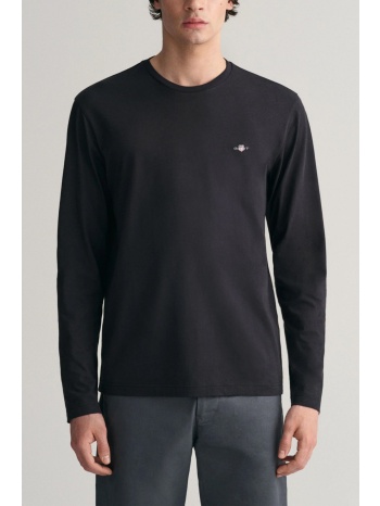 gant t-shirt reg shield ls μαυρο