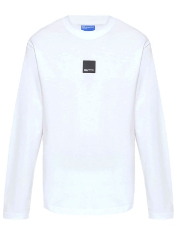 karl lagerfeld jeans t-shirt logo reg ls curved hem tee σε προσφορά