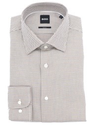 boss πουκαμισο μικροσχεδιο slim fit h-hank-kent-c1-214 μπεζ