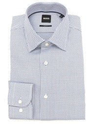 boss πουκαμισο μικροσχεδιο slim fit h-hank-kent-c1-214 σιελ