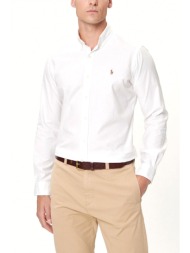 ralph lauren πουκαμισο button down custom fit logo λευκο