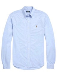 ralph lauren πουκαμισο button down custom fit logo σιελ