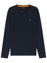 boss casual t-shirt μακρυμανικο regular fit tacks μπλε