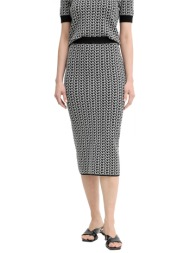 michael kors φουστα midi πλεκτο all over print φερμουαρ πισω μαυρο-λευκο