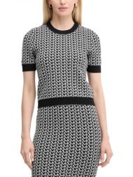 michael kors πλεκτο crew neck all over print μαυρο-λευκο