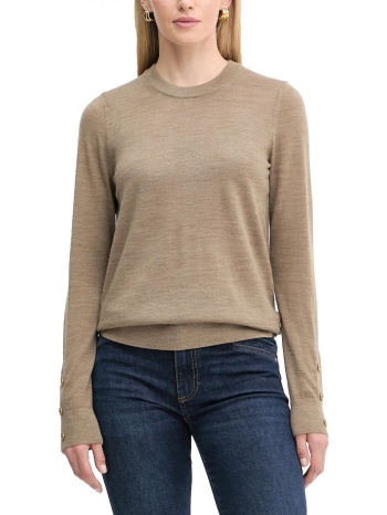 michael kors πλεκτο crew neck λεπτομερεια κουμπι μανικι χακι σε προσφορά