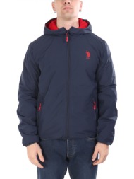 u.s.polo assn μπουφαν jacket hoodie fleece reversible logo dery μπλε