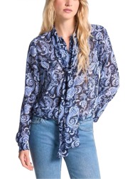 michael kors πουκαμισο εμπριμε μη αποσπωμενη γραβατα μπλε-σιελ