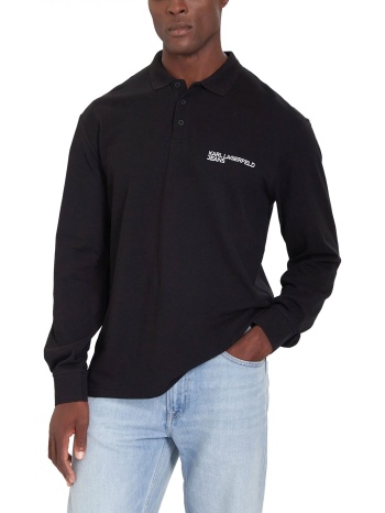karl lagerfeld jeans polo pique regular fit ls μαυρο σε προσφορά