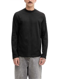 karl lagerfeld jeans t-shirt curved hem regular fit ls μαυρο