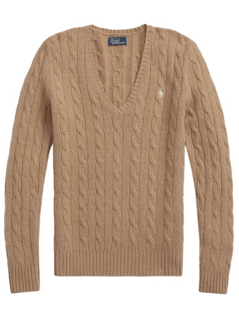 ralph lauren πλεκτο v-neck classics logo καμηλο