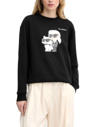 karl lagerfeld φουτερ oversized fit ikon duo aquarelle sweatshirt μαυρο