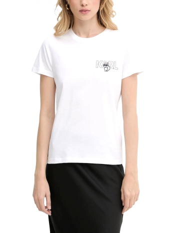 karl lagerfeld t-shirt crew neck ikon seasonal logo λευκο σε προσφορά