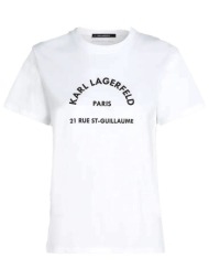 karl lagerfeld t-shirt crew neck regular fit logo λευκο