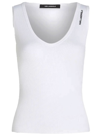 karl lagerfeld tank top v-neck slim fit ribbed logo λευκο σε προσφορά
