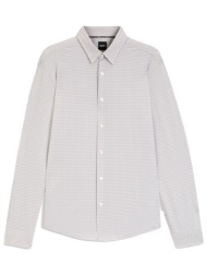 boss πουκαμισο μκροσχεδιο slim fit p-roan-kent-c1-233 χακι-καφε