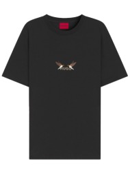 hugo t-shirt dugolini logo μαυρο