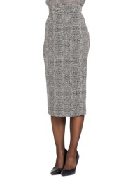 elisabetta franchi φουστα midi python print ανοιγμα πισω slim fit μαυρο-εκρου
