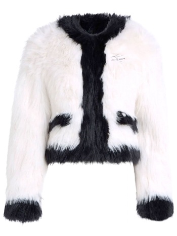 karl lagerfeld μπουφαν γουνα faux fur λευκο-μαυρο σε προσφορά
