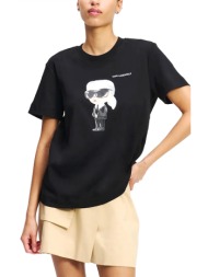 karl lagerfeld t-shirt regular fit ikon aquarelle logo μαυρο