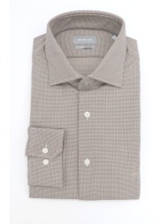 michael kors πουκαμισο μικροσχεδιο slim fit performance knit καφε-λευκο
