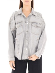 liu-jo μπουφαν jeans strass γκρι