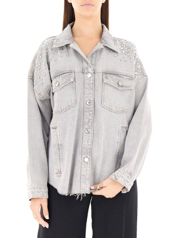 liu-jo μπουφαν jeans strass γκρι σε προσφορά